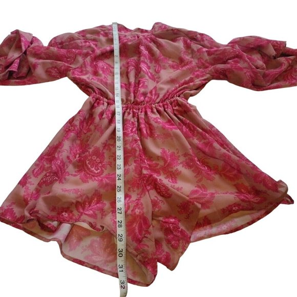 Haute Rogue Romper Womens XS Open Back Long Bell Sleeve Elastic Waist Tie Neck - Picture 4 of 10